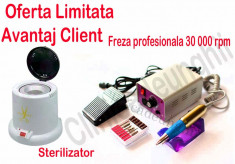 SEt Sterilizator Quartz+Freza electrica 30 000 rpm(garantie) kit unghii,unghii cu gel,manichiura pedichiura foto