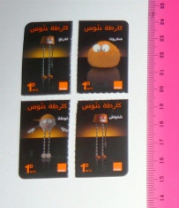 Set 4 cartele telefonice Orange TUNISIA - haioase - carton - 2+1 gratis toate licitatiile - CHA29 foto