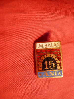 Insigna veche - 15 Ani Balan - Ind.Miniera foto