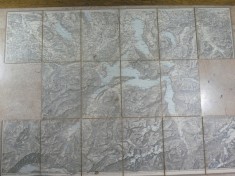 HARTA VECHE TOPO ELVETIANA 1910 - DIM. 78 X 57 CM ,PLIABILA LA 19 X 13 CM
