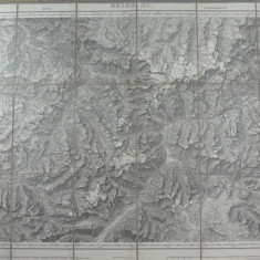 9 - HARTA VECHE TOPOGRAFICA ELVETIANA 1908 - DIMENS 78 X 57 CM -PLIABILA