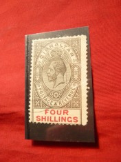 Timbru 5 shilingi Gibraltar - Colonie Britanica 1912 George V , stamp.- Fals
