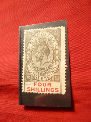 Timbru 5 shilingi Gibraltar - Colonie Britanica 1912 George V , stamp.- Fals foto