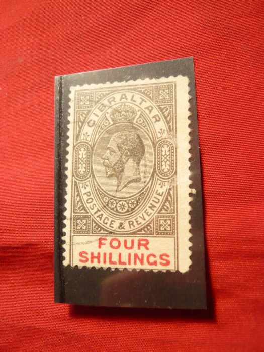 Timbru 5 shilingi Gibraltar - Colonie Britanica 1912 George V , stamp.- Fals