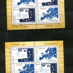 ROMANIA 2008 - EUROPA 2008 - SCRISOAREA -BLOCURI DE 2 SERII - LP 1802 c