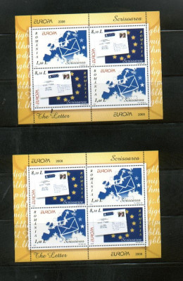 ROMANIA 2008 - EUROPA 2008 - SCRISOAREA -BLOCURI DE 2 SERII - LP 1802 c foto