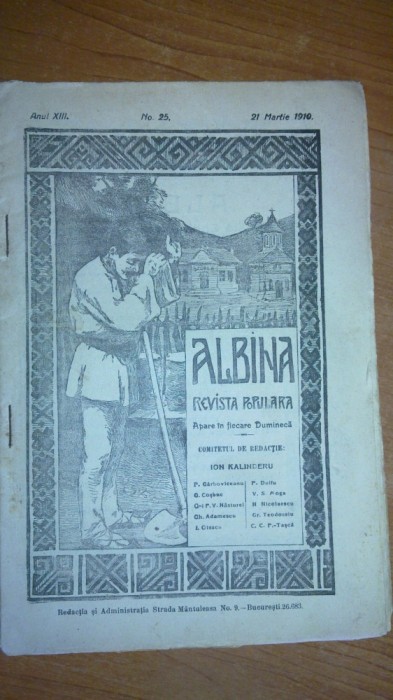 revista albina+suplimentul 21 martie 1910-george cosbuc in comitetul de redactie