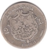 * Moneda 2 lei 1881, Argint