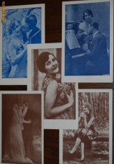 Pachet/ set/ colectie 5 carti postale vechi teme romantice perioada interbelica. foto