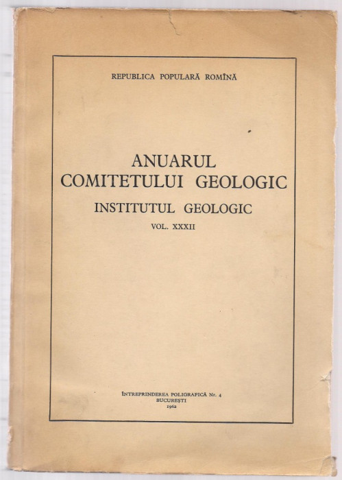 2B(000) ANUARUL COMITETULUI GEOLOGIC vol XXXII anul 1962
