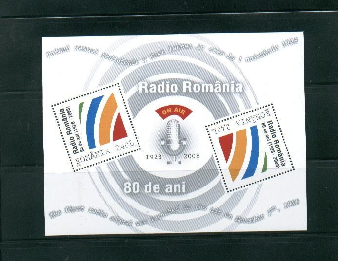 ROMANIA 2008 - SOCIETATEA ROMANA DE RADIODIFUZIUNE,COLITA, MNH - LP 1820a