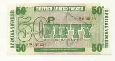 BRITISH ARMED FORCES BANCNOTA 50 PENCE UNC foto