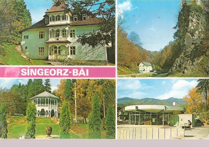 CPI (B2437) SINGEORZ BAI. VILA CRINUL, CORMAIA CABANA FARMECUL PADURII, IZVORUL NR. 6 SI 8, EDITURA PENTRU TURISM, CIRCULATA1974, STAMPILA