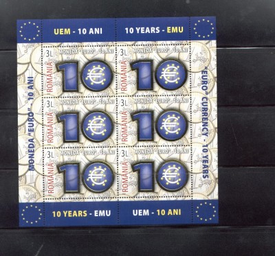 ROMANIA 2009 - 10 ANI DE LA INTRODUCEREA MONEDEI EURO - MINICOALA - LP 1825 foto