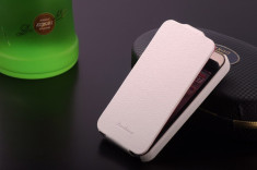 Husa / toc protectie piele iPhone 5, 5s lux, tip flip cover, culoare - alb - LIVRARE GRATUITA prin Posta la plata cu cardul foto
