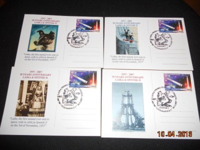 SET 4 CARTI POSTALE LAIKA IN SPATUL COSMIC 1957-2007 foto