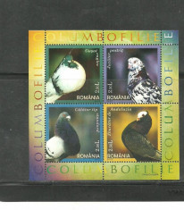 Romania 2005 - PASARI PORUMBEI DE RASA, bloc nestampilat LP - 1701 foto