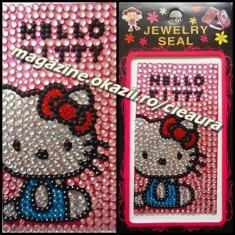 FOLIE UNIVERSALA ACCESORII ORNAMENTE TELEFON MOBIL CELULAR PIETRE CRISTALE SWAROVSKI FIRMA HELLO KITTY CELL PHONE JEWELRY STICKER TELEFOANE MOBILE foto