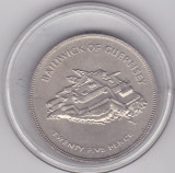 Bnk mnd Guernsey 25 pence ( 1 crown) 1977, Europa