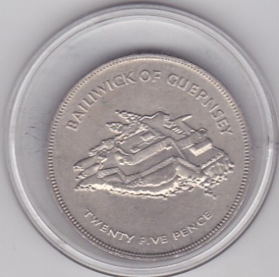 bnk mnd Guernsey 25 pence ( 1 crown) 1977 foto