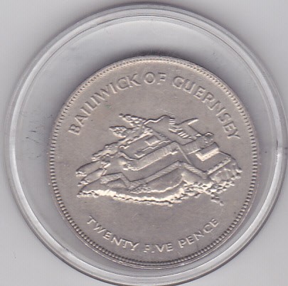 bnk mnd Guernsey 25 pence ( 1 crown) 1977