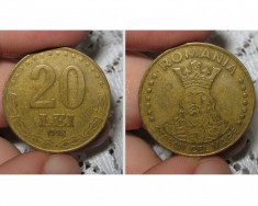 moneda veche de colectie - 20 lei din anul 1992 - 7 lei foto