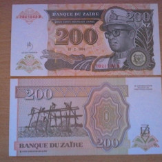 Zair 200 nouveaux zaires 1994 UNC, 10 roni