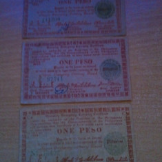 Filipine 1 peso 1942, circulate, 3 semnaturi diferite, 30 roni intregul lot