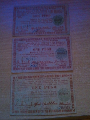 Filipine 1 peso 1942, circulate, 3 semnaturi diferite, 30 roni intregul lot foto