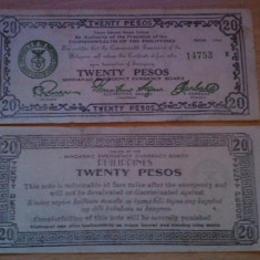 Filipine 20 pesos 1944, circulata, 30 roni