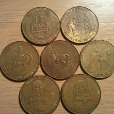 Lot 7 medalii comemorative Franta, circulate, 200 roni, taxele postale zero roni