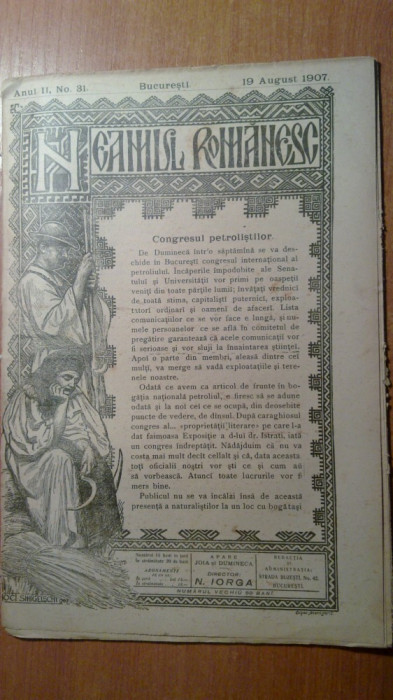 revista neamul romanesc 19 august 1907- nicolae iorga si congresul petrolistilor