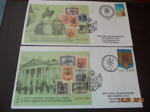 SET 6 PLICURI 80 ANI EMISIUNE PROVIZORIE CLUJ=ORADEA 2000