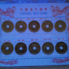 China Set monede turistice "Chinese old coins 1644-1911" UNC, 10 bucati, 20 roni / setul
