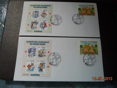 SET 4 PLICURI CRUCEA ROSIE SI ANIVERSAREA DONALD DUCK DESENE ANIMATE 2004 foto