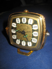 Ceas masa vechi marca Blessing in metal aurit, functional, cu design deosebit foto