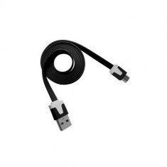 cablu microusb negru 1 metru + folie protectie ecran pentru telefonul tau - compatibil htc samsung blackberry lg sony ericsson nokia foto