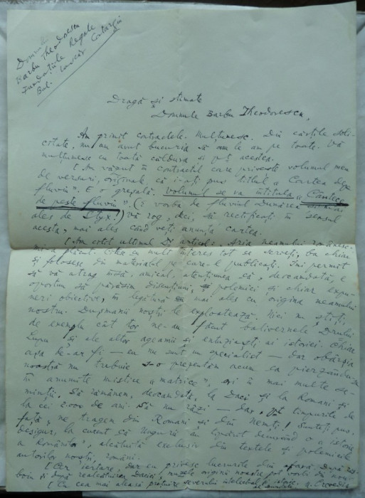 Scrisoare a poetului Nicolae Crevedia catre Barbu Teodorescu , 1942 , legionar