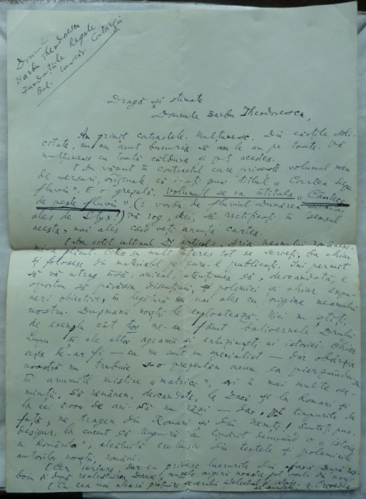 Scrisoare a poetului Nicolae Crevedia catre Barbu Teodorescu, 1942, legionar