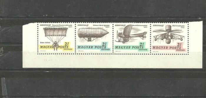 Ungaria 1967 - ISTORIA AVIATIEI, straif nestampilat, B31