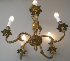 Frumos, vechi bronz candelabru, 5bec 62cm foto