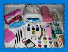 KIT/SET PROFESIONAL COMPLET UNGHII CU GEL + CADOU- CLESTE TIPS-URI - LIVRARE GRATUITA foto