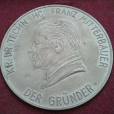 Medalie Germania Kr.Dr.Techn.Hc.Franc Mitterbauer Der Grunder 100 grame + cutia de prezentare gratuita + taxele postale gratuite = 100 roni
