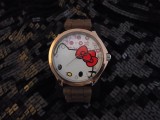 Ceas Hello Kitty calitate inalta model deosebit curea silicon maro cutie cadou, Quartz