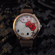 ceas Hello Kitty calitate inalta model deosebit curea silicon maro cutie cadou