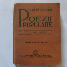 V.ALECSANDRI POEZII POPULARE EDITIA II-A TIPARITA IN 1933