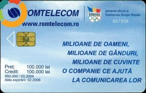 Cartela telefonica, Romtelecom, Calendar, tiraj 950.000 exemplare foto