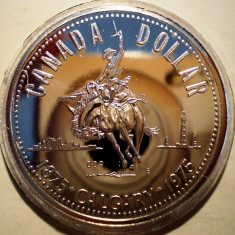 D.399 CANADA CALGARY CENTENAR 1 DOLLAR 1975 PROOF LIKE ARGINT