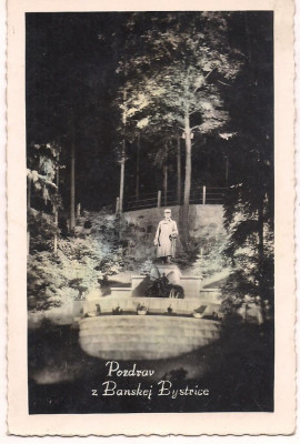carte postala(ilustrata) -Banskei BISTRICE-Pozdrav-Cehoslovacia -monumentul anul 1945 foto