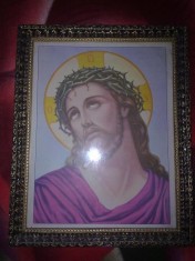 icoana Domnul Nostru Iisus Hristos .rama e imbracata in foitza de bronz foto